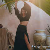 Black Summer Open Belly Top and Skirt • Black Tank Top and Maxi Skirt - AYA Sacred Wear