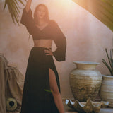 Black Summer Open Belly Top and Skirt • Black Tank Top and Maxi Skirt - AYA Sacred Wear