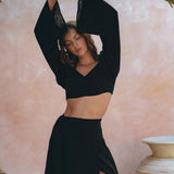 Black Summer Open Belly Top and Skirt • Black Tank Top and Maxi Skirt - AYA Sacred Wear