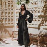 Black Sundari Goddess Silk Gown • Bridesmaid Wedding Dress • Bohemian Silk Maxi Dress - AYA Sacred Wear