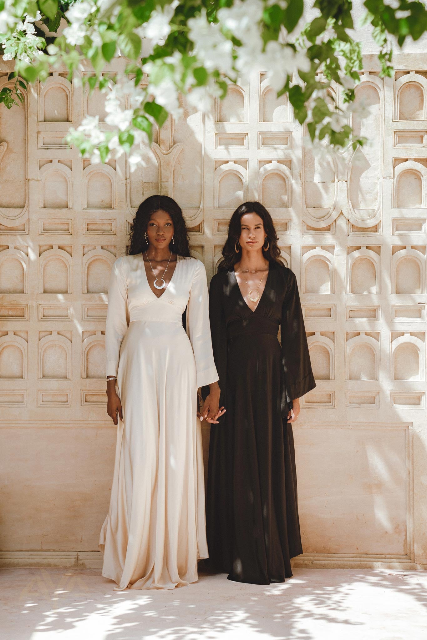 Black Sundari Goddess Silk Gown • Bridesmaid Wedding Dress • Bohemian Silk Maxi Dress - AYA Sacred Wear