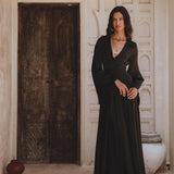 Black Sundari Goddess Silk Gown • Bridesmaid Wedding Dress • Bohemian Silk Maxi Dress - AYA Sacred Wear