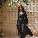 Black Sundari Goddess Silk Gown • Bridesmaid Wedding Dress • Bohemian Silk Maxi Dress - AYA Sacred Wear