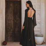 Black Sundari Goddess Silk Gown • Bridesmaid Wedding Dress • Bohemian Silk Maxi Dress - AYA Sacred Wear