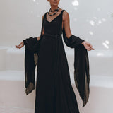 Black Wedding Dress • Boho Multiway Maxi Black Bridesmaid Dress - AYA Sacred Wear