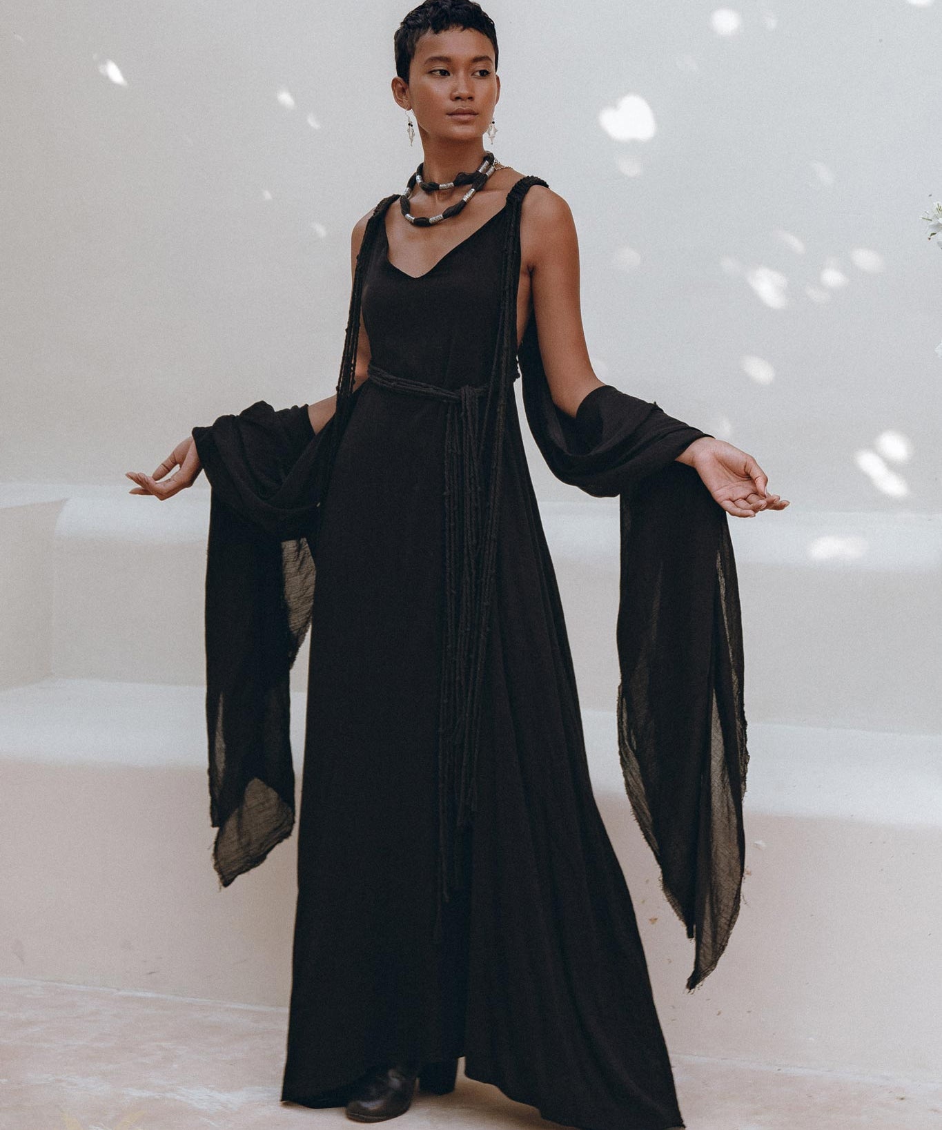 Black Wedding Dress • Boho Multiway Maxi Black Bridesmaid Dress - AYA Sacred Wear