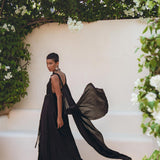 Black Wedding Dress • Boho Multiway Maxi Black Bridesmaid Dress - AYA Sacred Wear