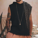 Black with White Hand - knitted Cotton Scarf for Men - AYA Sacred Wear