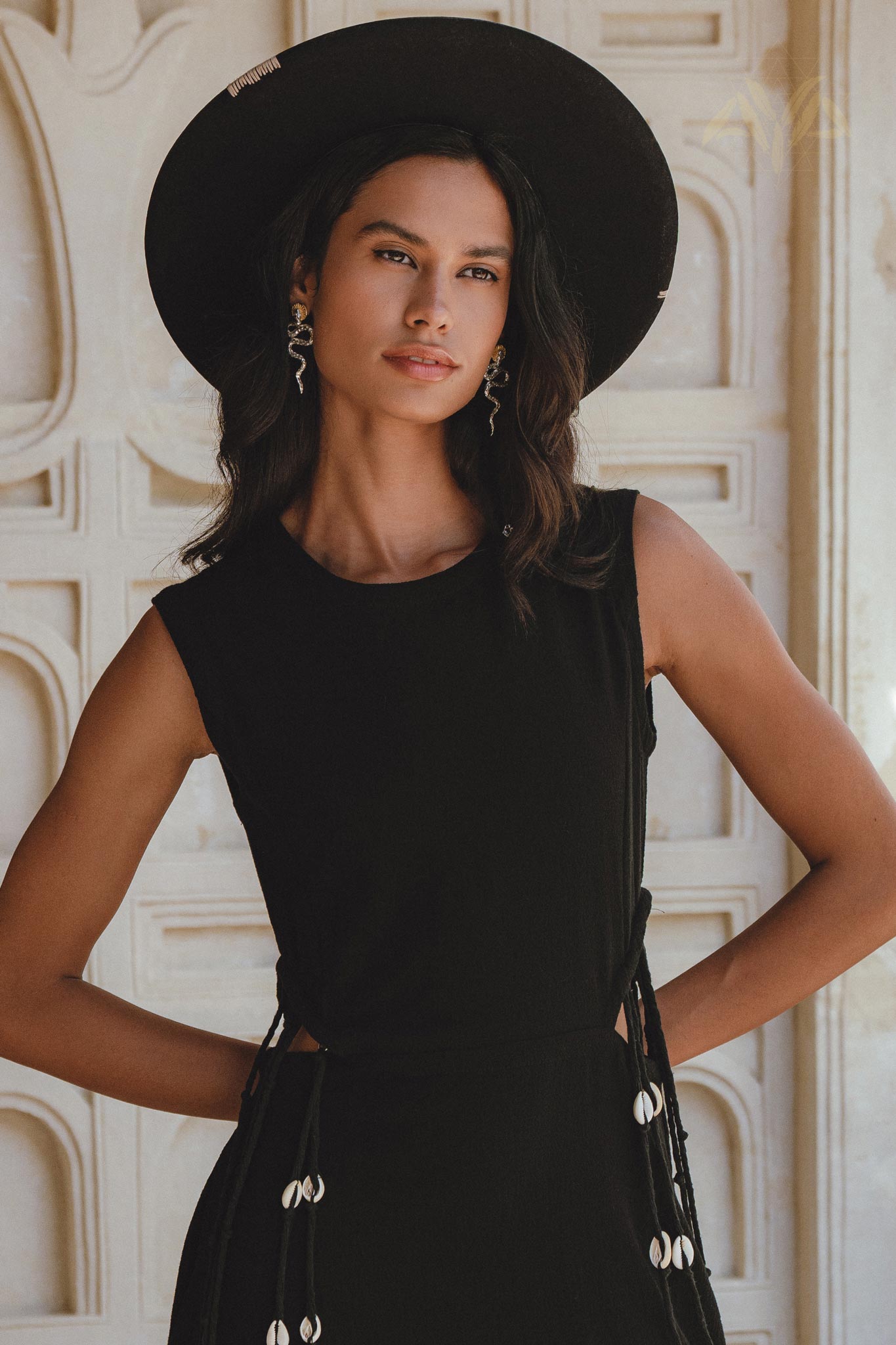 Elegant Minimalist A-Line Dress; Made by Balinese Women with Organic Cotton & Natural Sea Shells.