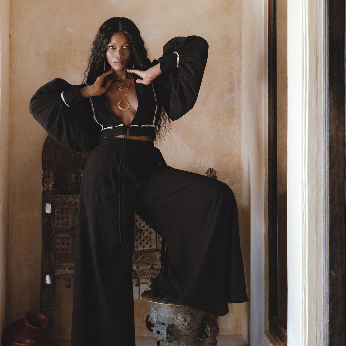 Boho black pants deals