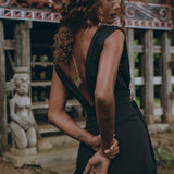 Black Boho Jumpsuit Women, Handmade Cold Shoulder Maxi Jumpsuit - AYA Sacred Wear