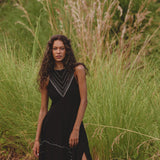 Unique Hand Embroidered Dress in Classic Black - Expertly Crafted for a Bohemian Vibe that Speaks of Individuality and Grace!