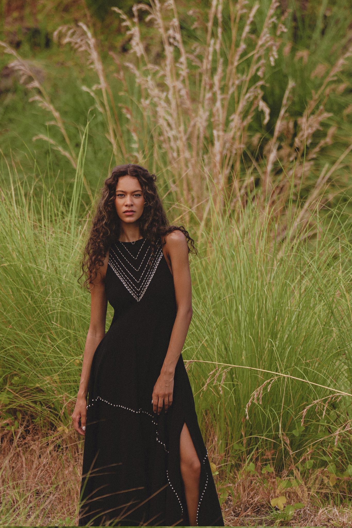 Unique Hand Embroidered Dress in Classic Black - Expertly Crafted for a Bohemian Vibe that Speaks of Individuality and Grace!