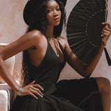 Boho Summer Hippie Dress with Open Neckline - Decorated with Bells and Organic Botanical Dye, Inspired by Cultural Beliefs