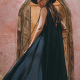 Be the center of attention in the beautiful black cape dress from Aya Sacred Wear.