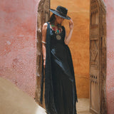 Show off your goddess vibes with this exquisite black cape dress from Aya Sacred Wear.