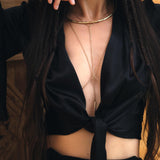 Black Silk Crop Top - Adjustable Wrap Design with Bell Sleeves, Sexy Goddess Top for Sophisticated Style.