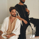 Handwoven Cotton Black Boho Poncho for men By AYA Sacred Wear 