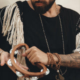 Handwoven Cotton Black Boho Poncho for men By AYA Sacred Wear 