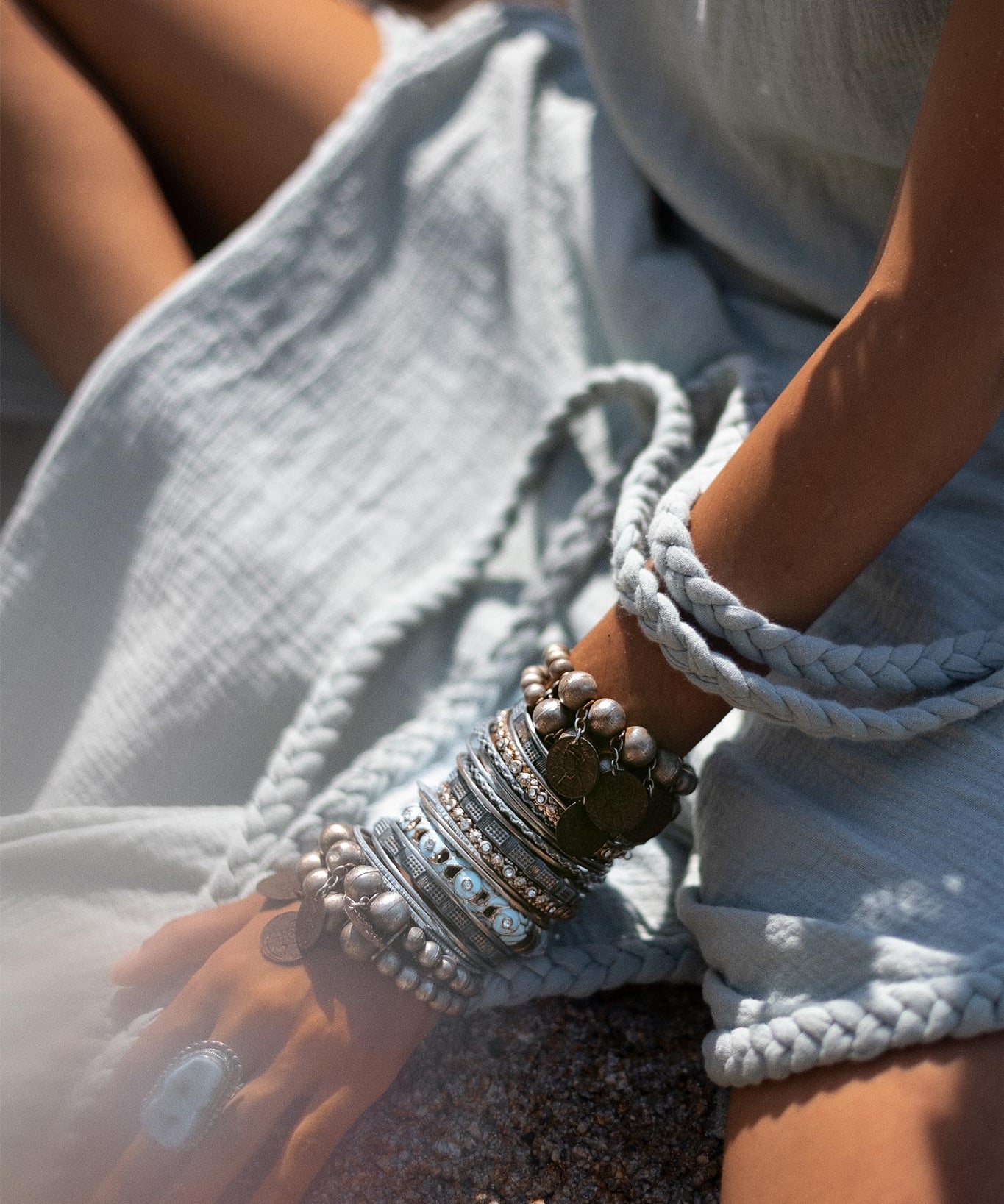 Blue Aurora Greek Goddess Dress • Macrame Toga Dress • One shoulder Maxi Dress - AYA Sacred Wear