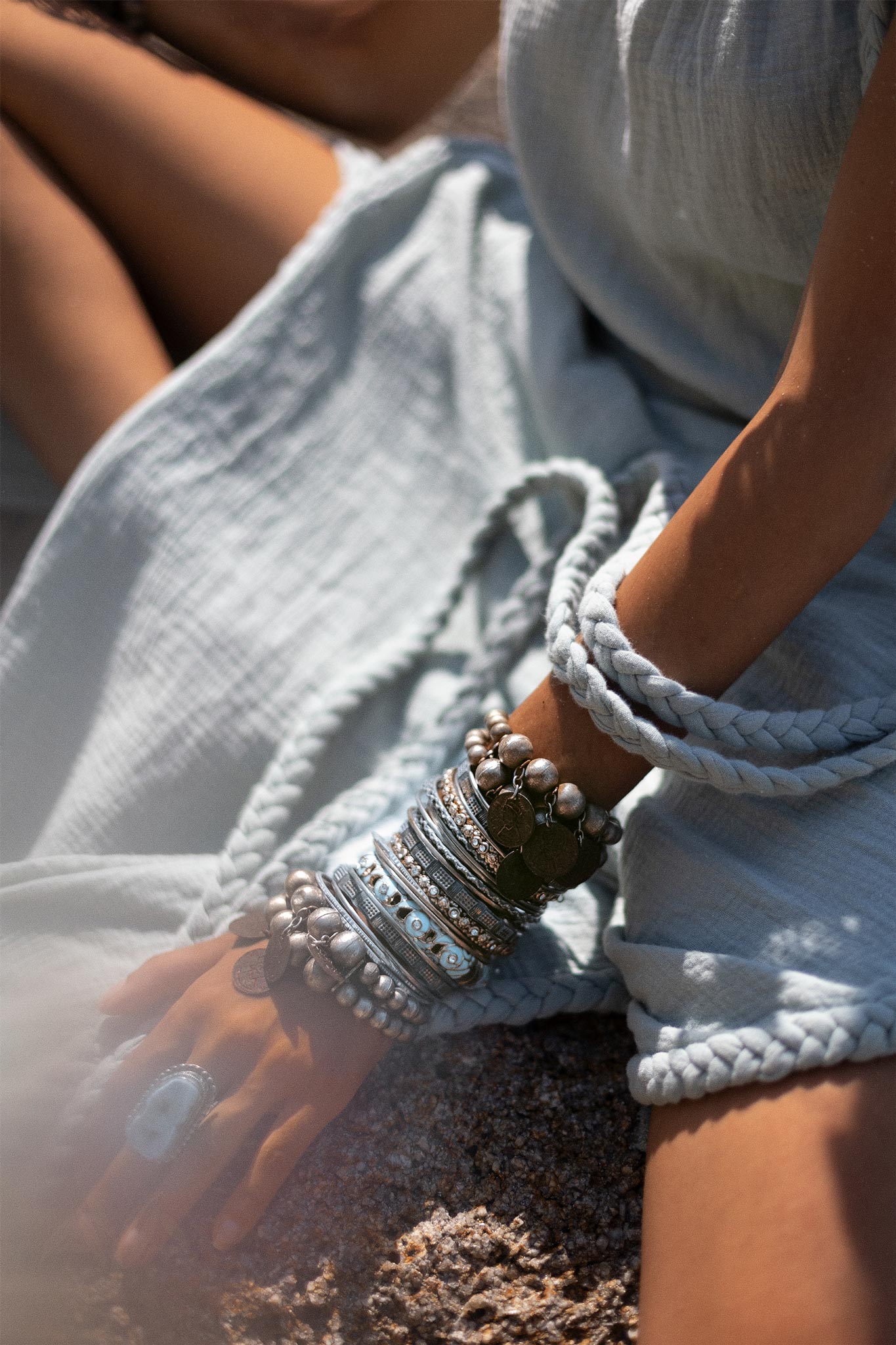 Blue Aurora Greek Goddess Dress • Macrame Toga Dress • One shoulder Maxi Dress - AYA Sacred Wear
