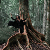 Bohemian Black Cardigan • Black Long Cotton Kimono Robe With Hand Embroidery - AYA Sacred Wear