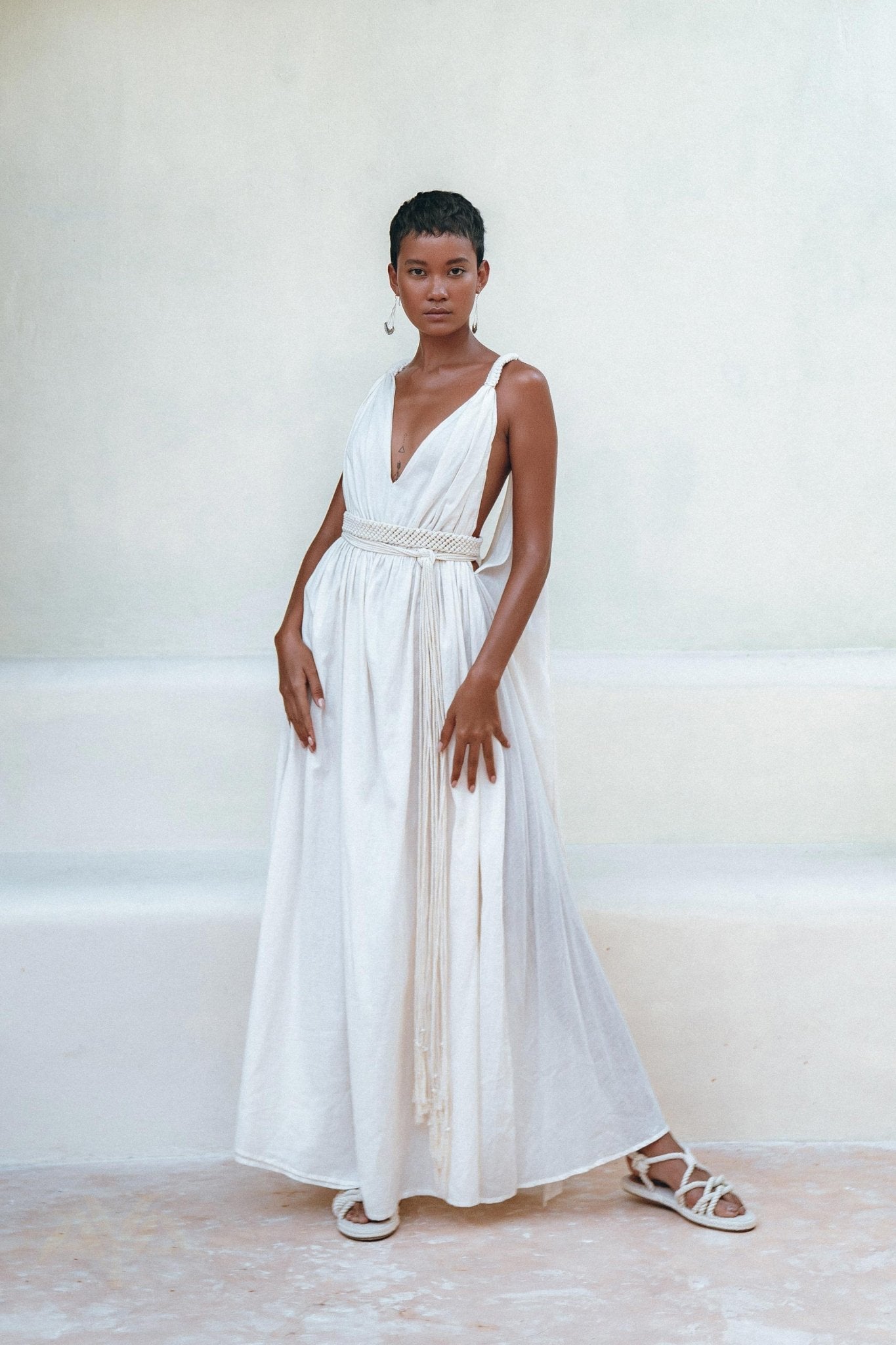 Boho Beach Macrame Wedding Dress • Off - White Multiway Bohemian Dress - AYA Sacred Wear