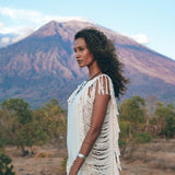 Boho Beach Wedding Dress • Bohemian Wedding Dress Hand Loomed with Tassels - AYA Sacred Wear