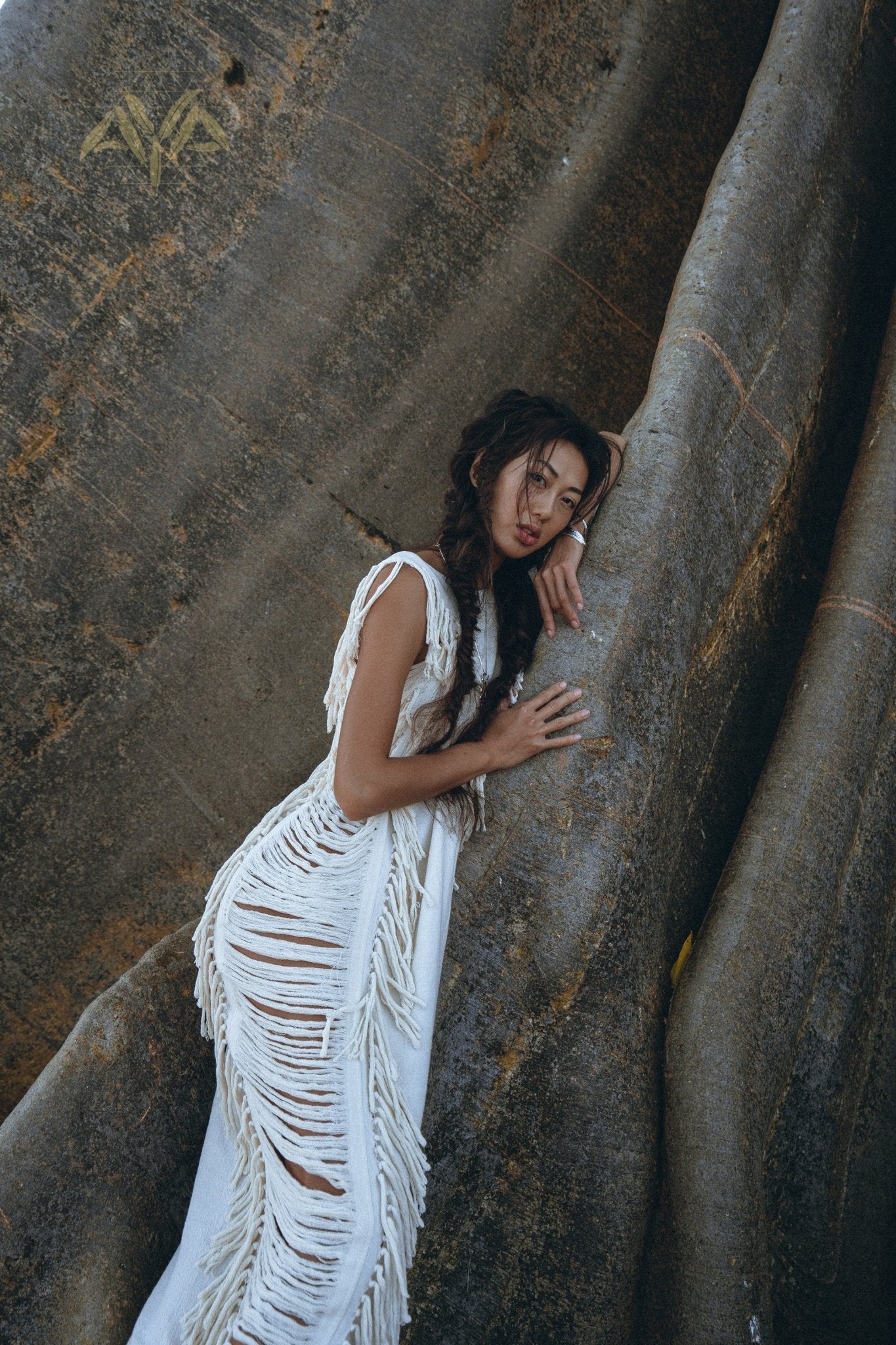 Boho Beach Wedding Dress • Bohemian Wedding Dress Hand Loomed with Tassels - AYA Sacred Wear
