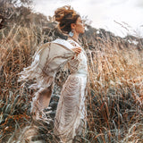 Boho Beach Wedding Dress • Bohemian Wedding Dress Hand Loomed with Tassels - AYA Sacred Wear