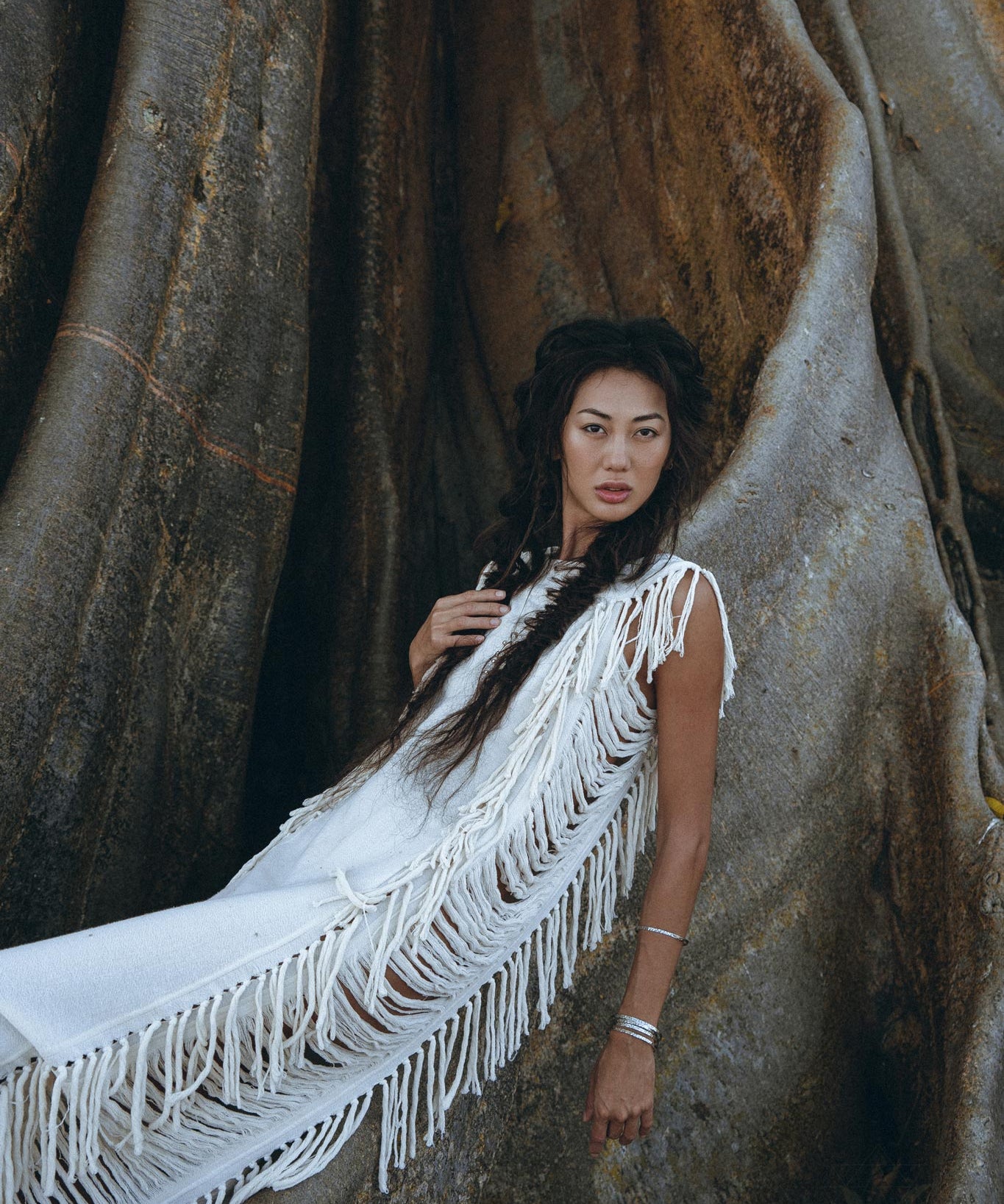 Boho Beach Wedding Dress • Bohemian Wedding Dress Hand Loomed with Tassels - AYA Sacred Wear