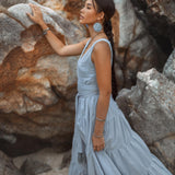 Boho Bridesmaid Dress • A Line Dress • Sky Blue Maxi Adjustable Dress - AYA Sacred Wear