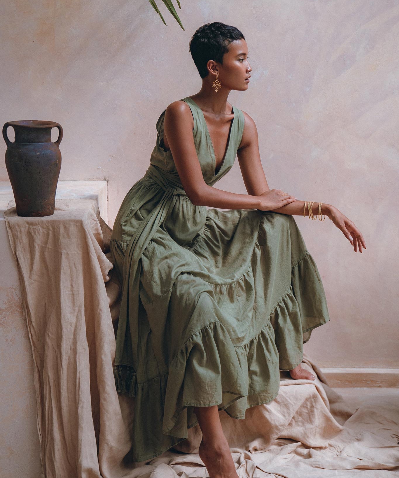 Boho Bridesmaid Dress • Bohemian Dress • Sage Green Adjustable Dress - AYA Sacred Wear