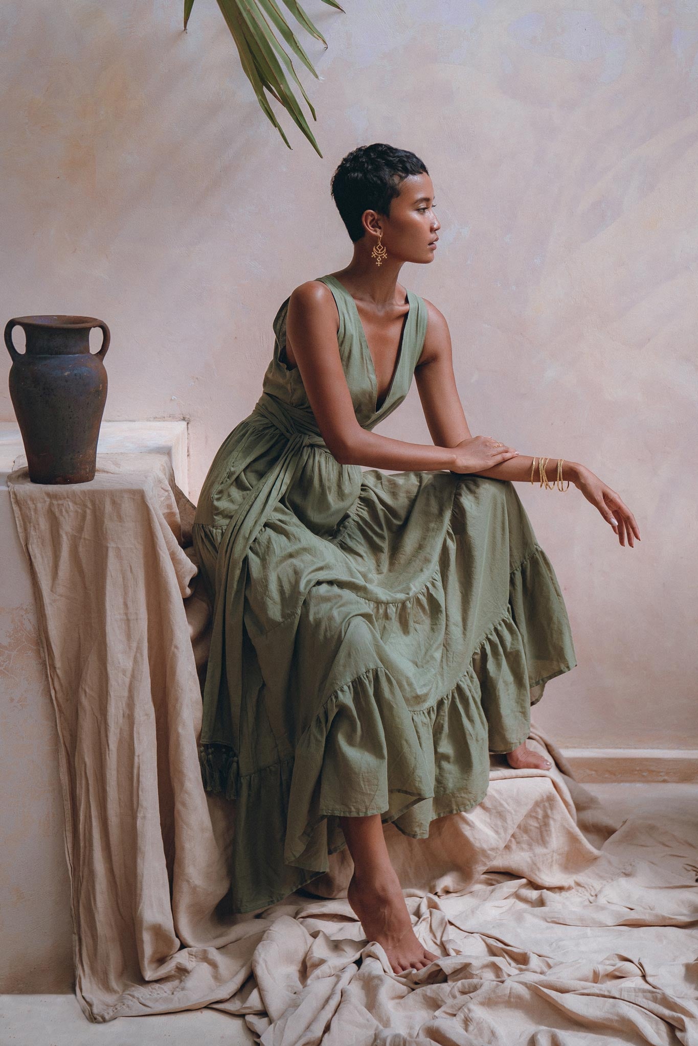 Boho Bridesmaid Dress • Bohemian Dress • Sage Green Adjustable Dress - AYA Sacred Wear