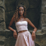 Boho Corset and Skirt for Women • Baby Pink Bustier Top and Maxi Skirt - AYA Sacred Wear
