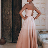 Boho Corset and Skirt for Women • Baby Pink Bustier Top and Maxi Skirt - AYA Sacred Wear