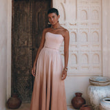 Boho Corset and Skirt for Women • Baby Pink Bustier Top and Maxi Skirt - AYA Sacred Wear