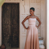 Boho Corset and Skirt for Women • Baby Pink Bustier Top and Maxi Skirt - AYA Sacred Wear