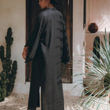 Boho Cover Up • Wide Sleeve Bohemian Cardigan • Black Linen Kimono Robe - AYA Sacred Wear