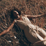 Boho Dress for Woman • Long Maxi Bohemian Dress • Beige Sandal Organic Dress - AYA Sacred Wear