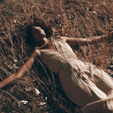 Boho Dress for Woman • Long Maxi Bohemian Dress • Beige Sandal Organic Dress - AYA Sacred Wear