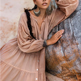 Boho Dress for Women • Dusty Pink Bohemian Prom Dress • Light Summer Dress - AYA Sacred Wear