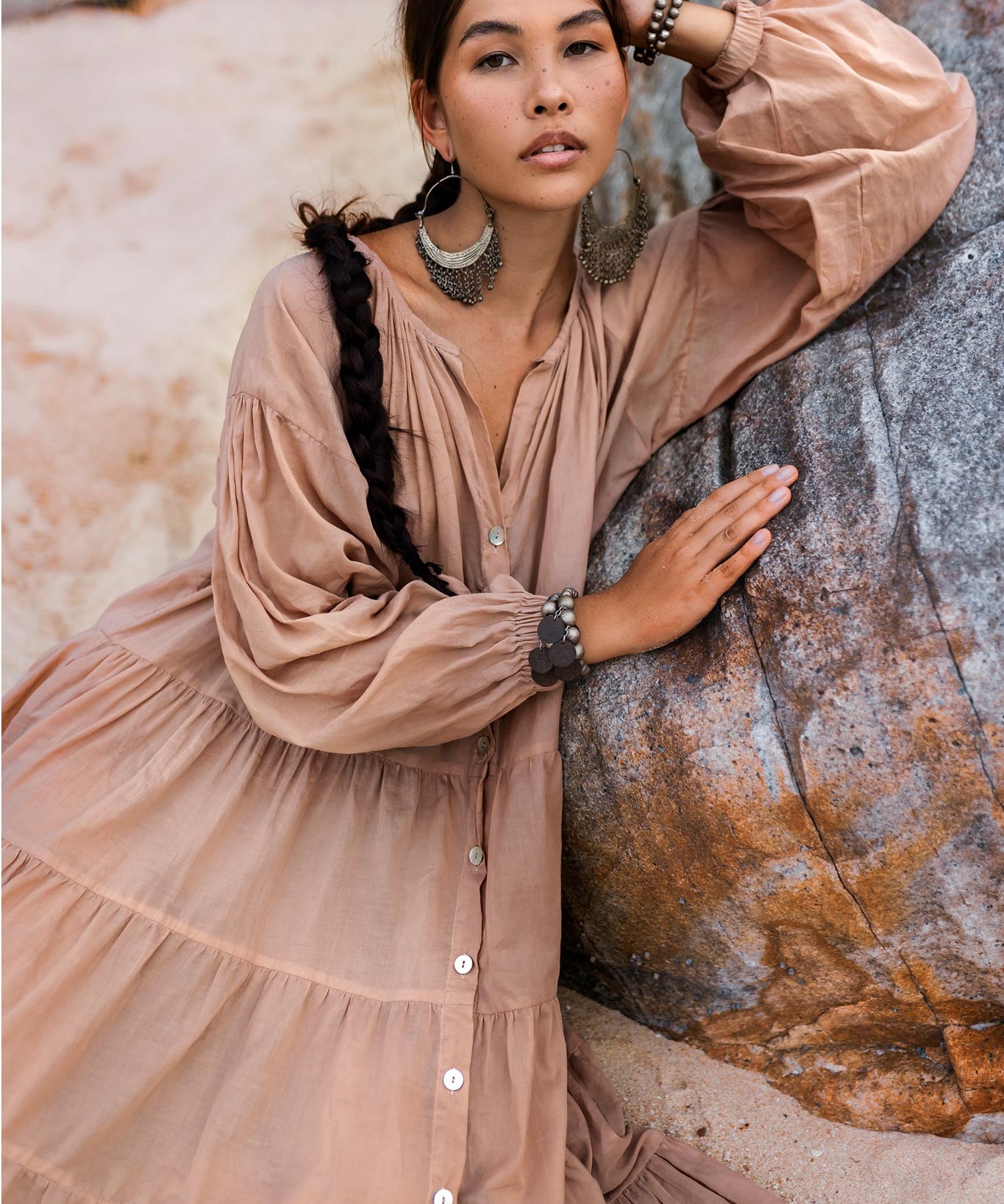 Boho Dress for Women • Dusty Pink Bohemian Prom Dress • Light Summer Dress - AYA Sacred Wear