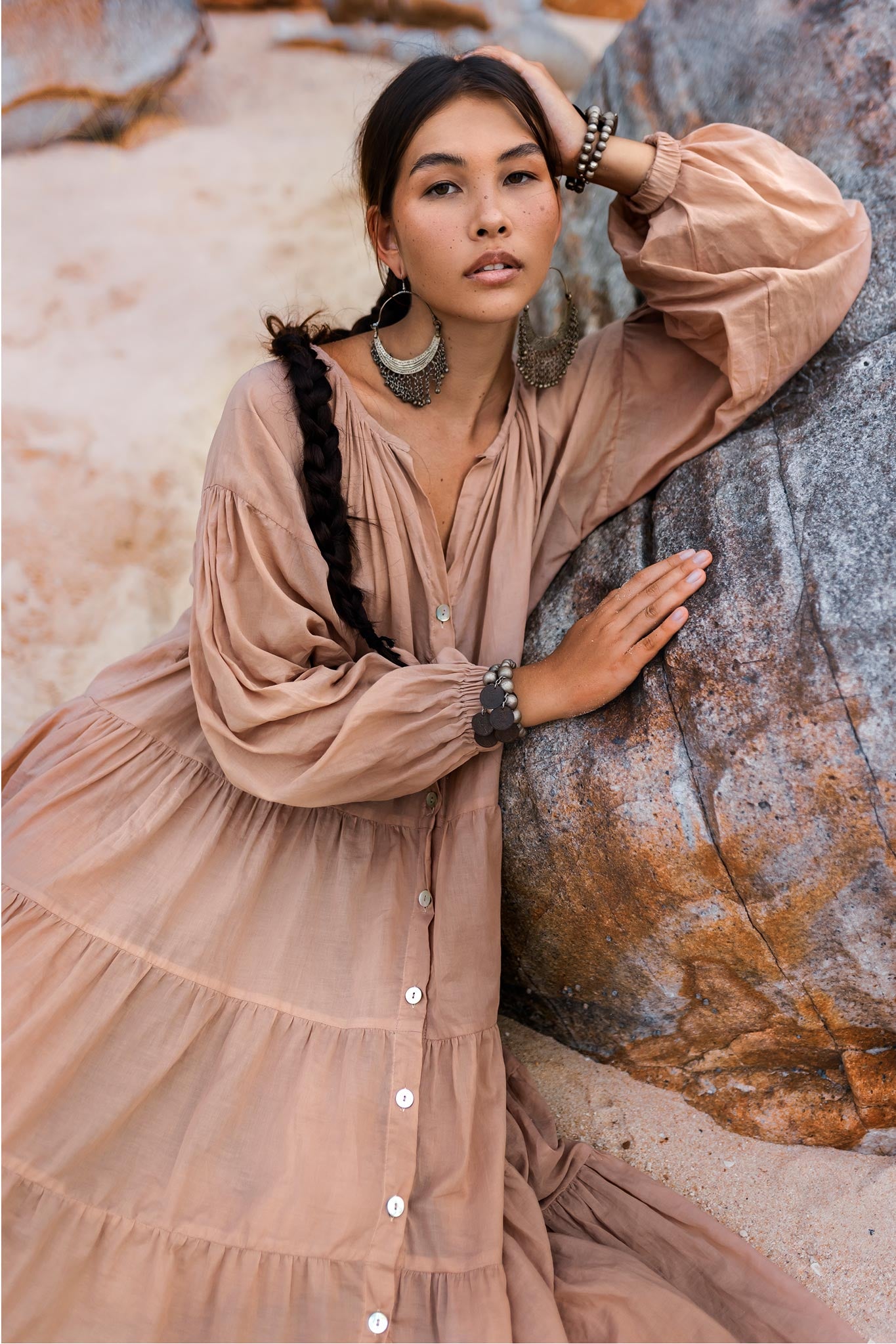 Boho Dress for Women • Dusty Pink Bohemian Prom Dress • Light Summer Dress - AYA Sacred Wear