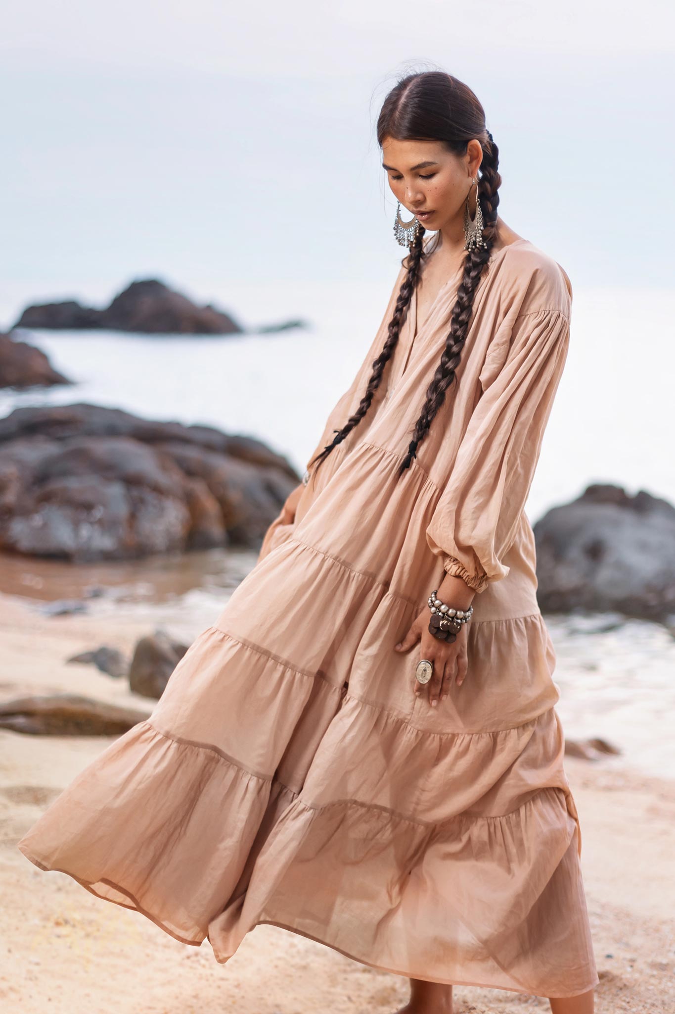Boho Dress for Women • Dusty Pink Bohemian Prom Dress • Light Summer Dress - AYA Sacred Wear