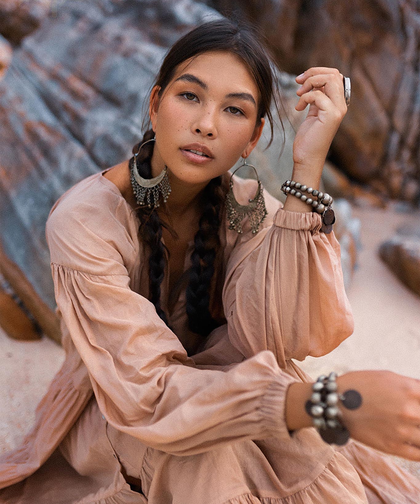 Boho Dress for Women • Dusty Pink Bohemian Prom Dress • Light Summer Dress - AYA Sacred Wear