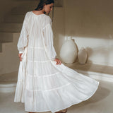 Boho Dress for Women • Off White Bohemian Prom Dress • Light Summer Dress - AYA Sacred Wear
