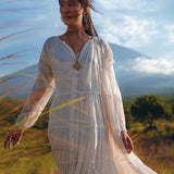 Boho Dress for Women • Off White Bohemian Prom Dress • Light Summer Dress - AYA Sacred Wear