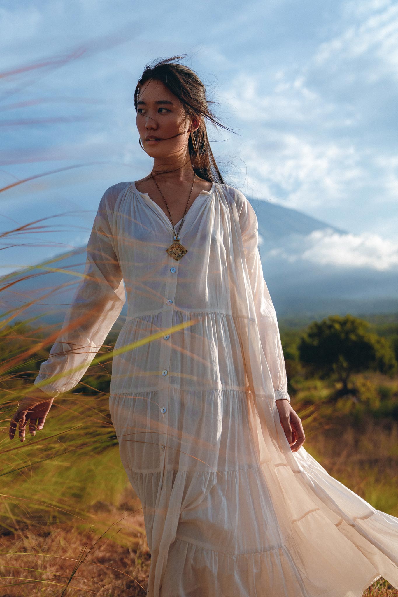 Boho Dress for Women • Off White Bohemian Prom Dress • Light Summer Dress - AYA Sacred Wear