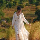 Boho Dress for Women • Off White Bohemian Prom Dress • Light Summer Dress - AYA Sacred Wear